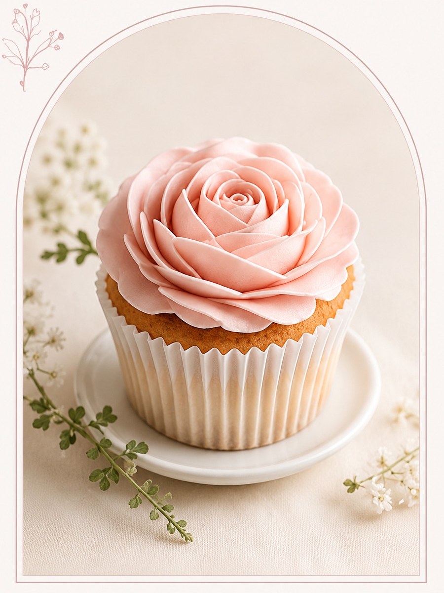 Pembe çiçek kremalı Crémine cupcake