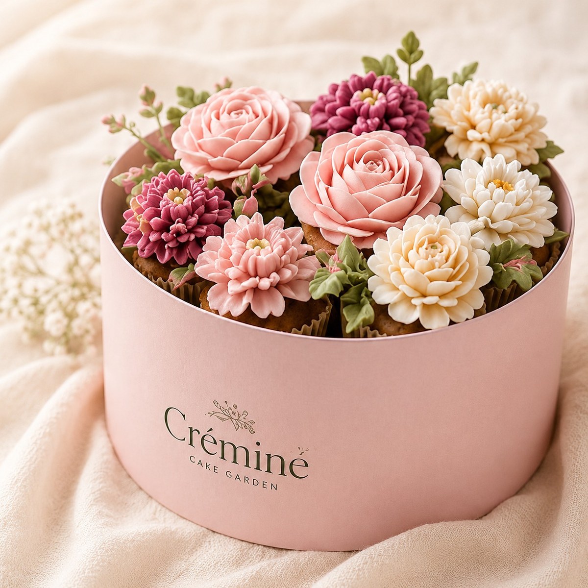 Crémine çiçek cupcake kutusu